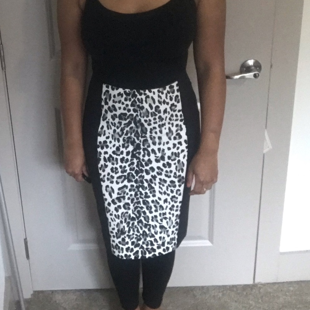 White House Black Market Black/White Leopard Skirt